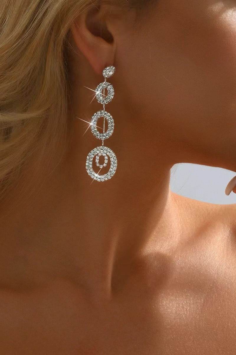 Romantic Rhinestone Dangle Earrings 900594053147 - COCOMELODY